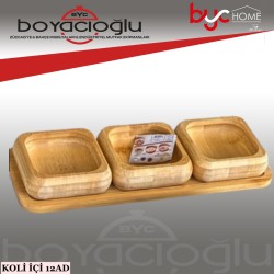 ACERO-32120 BAMBU TEPSİLİ ÇEREZLİK 3LÜ