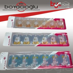 ALK-1724 6LI ŞEFFAF YAPIŞKAN ASKI DESENLİ