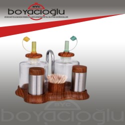 ATM-647 AHŞAP 5'Lİ SİRKELİK TUZLUK SET