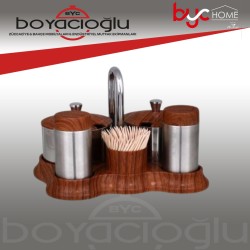 ATM-649 AHŞAP 5Lİ BAHARAT TUZLUK SET