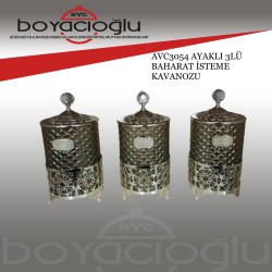 AVC3054 AYAKLI 3LÜ BAHARAT İSTEME KAVANOZU