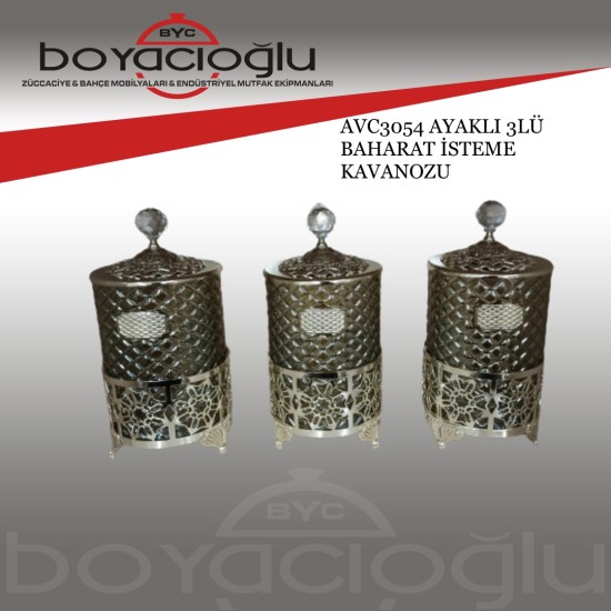 AVC3054 AYAKLI 3LÜ BAHARAT İSTEME KAVANOZU
