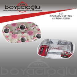 B127 ALBAYRAK KARE MELAMİN ÇAY TABAĞI DESENLİ