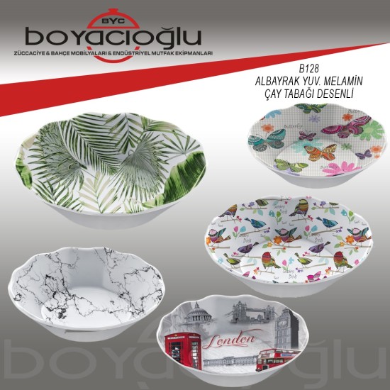 B128 ALBAYRAK YUV. MELAMİN ÇAY TABAĞI DESENLİ