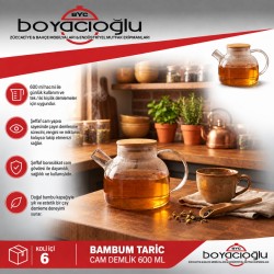 BAMBUM TARİC CAM DEMLİK 600ML