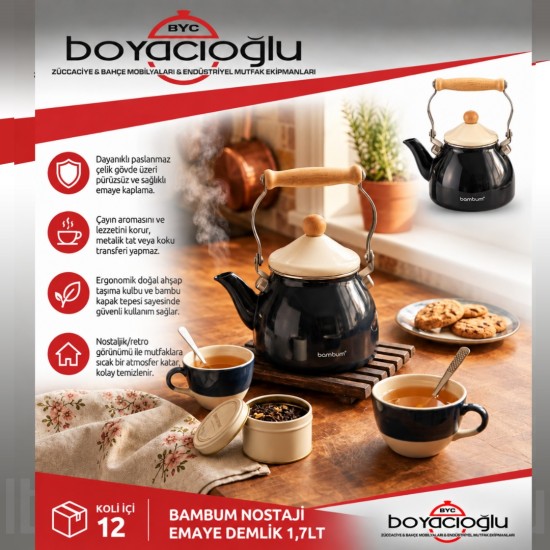BAMBUM NOSTAJI EMAYE DEMLİK 1,7LT 
