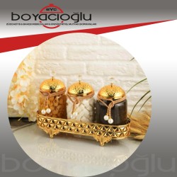 LEİLA AKS900 DİAMOND BATON 3LÜ İSTEME KAVANOZU 