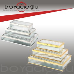 LEİLA BKZ-CM1932 DİKD CAM SANDIK KUTU ÇİZGİLİ ORT