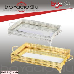 LEİLA LM132AG ZARİF AYNALI TEPSİ 36X25