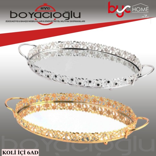 LEİLA LM4013AG OVAL AYNALI TEPSİ 42X34 LEİLA LM4013AG OVAL AYNALI TEPSİ 42X34
