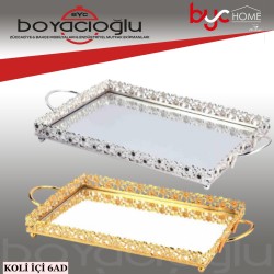 LEİLA LM4031AG DİKD. AYNALI TEPSİ 30X18