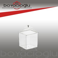 POLİKARBON KÖŞELİ SUNUM FANUSU 150X150