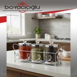 ZEVYE TAŞ STANDLI İSTEME KAVANOZU 3LÜ