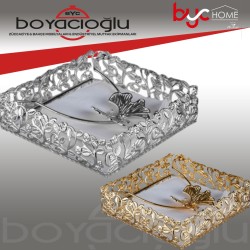 ZEVYE ROZA KELEBEKLİ PEÇETELİK ALTIN GÜMÜŞ