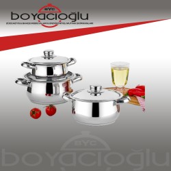 GÜLSAN ÇAKIR TENCERE SET ÇELİK KAPAKLI 6PRC