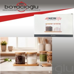 CLKN-2377 İKİLİ BAMBU KAVANOZ SETİ BAHARAT CLKN-2377 İKİLİ BAMBU KAVANOZ SETİ BAHARAT
