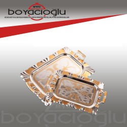 D-2S-116 GÜMÜŞ 2Lİ YALDIZLI TEPSİ