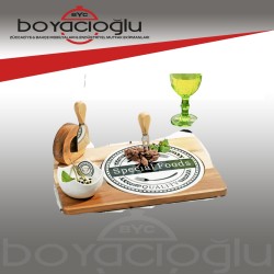 PORSELEN BAMBU SUNUM TAHTASI BIÇAKLI