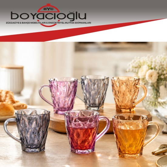 DELICATE 6LI RENKLİ CAM KUPA BARDAK