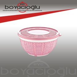 ERKOÇ E-268 2NO ÇİFT RENK ÖRGÜLÜ KASE ( KAPAKLI ) 0,50 LT