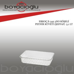 ERKOÇ E-342 3NO KÖŞELİ PEYNİR KÜVETİ (ŞEFFAF)  5,1 LT