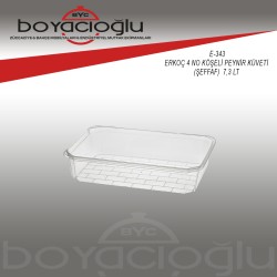 ERKOÇ E-343 4NO KÖŞELİ PEYNİR KÜVETİ (ŞEFFAF)  7,3 LT