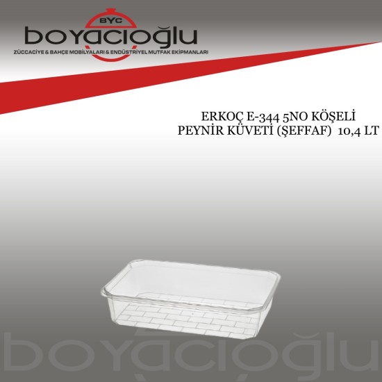 ERKOÇ E-344 5NO KÖŞELİ PEYNİR KÜVETİ (ŞEFFAF) 10,4 LT ERKOÇ E-344 5NO KÖŞELİ PEYNİR KÜVETİ (ŞEFFAF) 10,4 LT