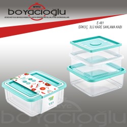 ERKOÇ  E-481 3LÜ KARE SAKLAMA KABI 