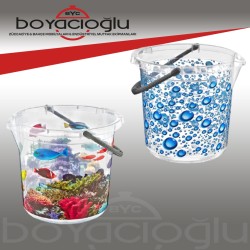 ERKOÇ E-559 1NO DESENLİ TEMİZLİK KOVASI  (ŞEFFAF) 10 LT