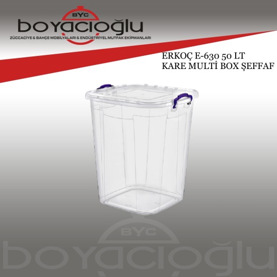 ERKOÇ E-630 KARE BAKLİYAT KOVASI 50LT ŞEFFAF