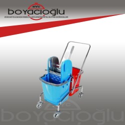 KROM ENDÜSTRİYEL TEMİZLİK ARABASI(2KOVA+SIKMA+ARABA)