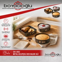 ERK-8002 METAL KELEPÇELİ KEK KALIBI 3LÜ