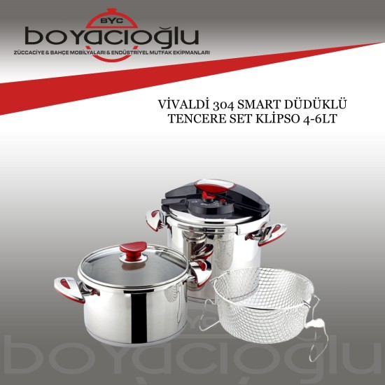 VİVALDİ 304 SMART DÜDÜKLÜ TENCERE SET KLİPSO 4-6LT VİVALDİ 304 SMART DÜDÜKLÜ TENCERE SET KLİPSO 4-6LT