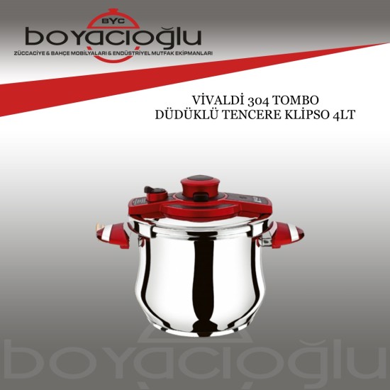 VİVALDİ 304 TOMBO DÜDÜKLÜ TENCERE KLİPSO 4LT