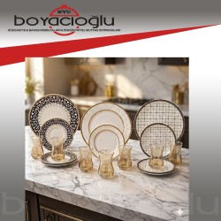 HERENCİA LİNE 18PRÇ DİJİTAL PASTA TABAKLI ÇAY SETİ