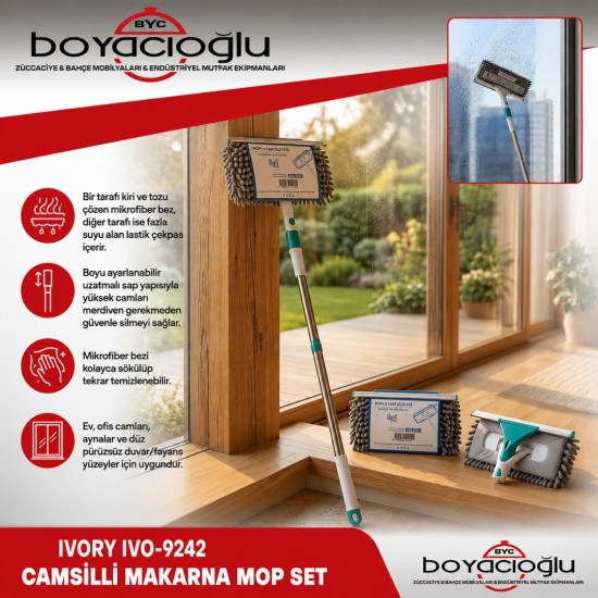 IVORY IVO-9242 CAMSİLLİ MAKARNA MOP SET