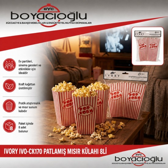 IVORY IVO-CK170 PATLAMIŞ MISIR KÜLAHI 8Lİ