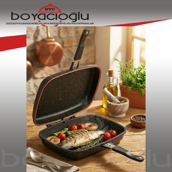 POLOCHEF DÖKÜM İKİZ KARE IZGARA TAVA