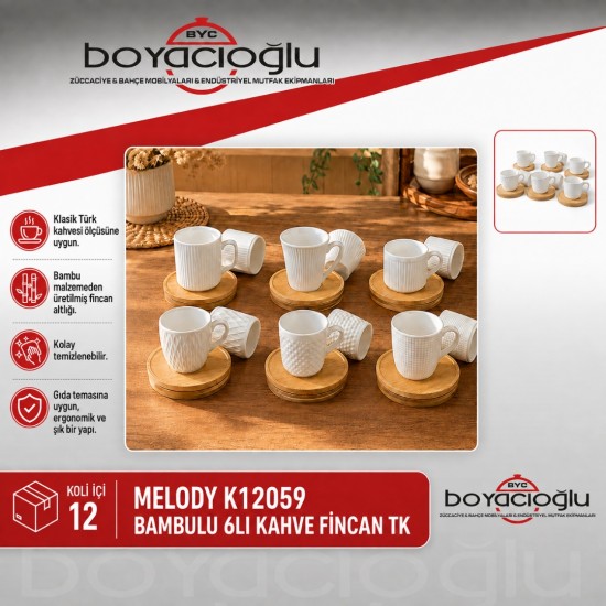 MELODY K12059 BAMBULU 6LI KAHVE FİNCAN TK