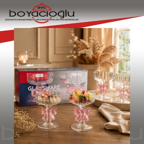 DELİSOGA KYR-5820 AYAKLI FİYONKLU CAM SUNUMLUK 6LI