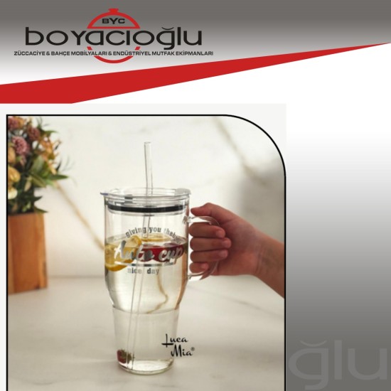 LUCA MİA LM-0003 PİPETLİ CAM BARDAK MATARA LUCA MİA LM-0003 PİPETLİ CAM BARDAK MATARA