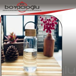 LUCA MİA LM-0005 BAMBU KAPAKLI CAM MATARA