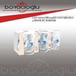 LAV-22010 SB1133ED TAVUŞKUŞLU 4 RENK SU BARDAK 