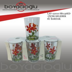 LAV-22010 SB1136ED ÇİÇEK KELEBEK SU BARDAK 