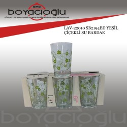 LAV-22010 SB2194ED YEŞİL ÇİÇEKLİ SU BARDAK