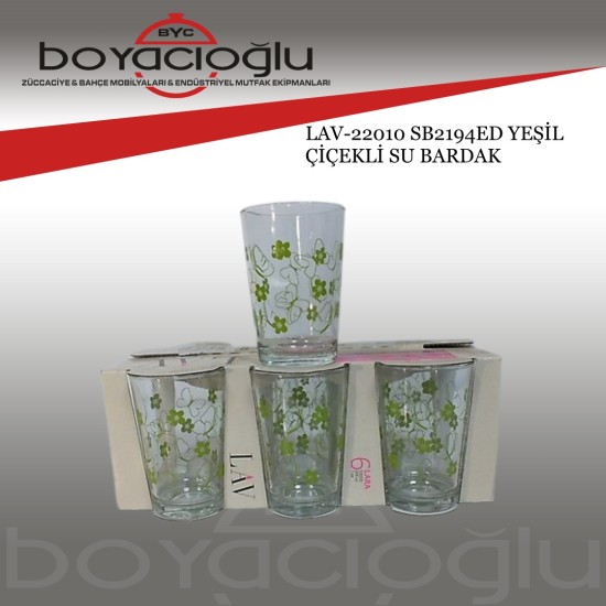 LAV-22010 SB2194ED YEŞİL ÇİÇEKLİ SU BARDAK