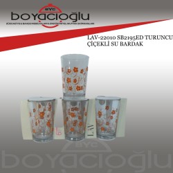 LAV-22010 SB2195ED TURUNCU ÇİÇEKLİ SU BARDAK