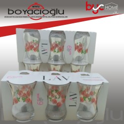 LAV-30020 SB1382ED 3 LÜ GÜLLÜ ÇAY BARDAK 