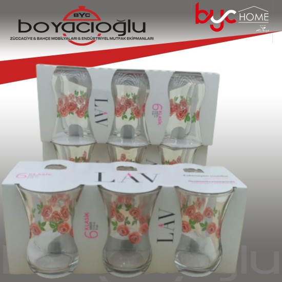 LAV-30020 SB1382ED 3 LÜ GÜLLÜ ÇAY BARDAK 