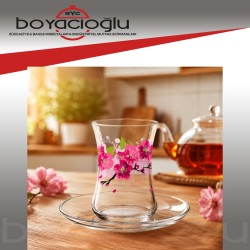 LAV-BAHARS2 FUŞYA DESENLİ ÇAY SET